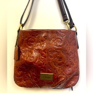 Clarks Brown Embossed Leather Shoulder Bag